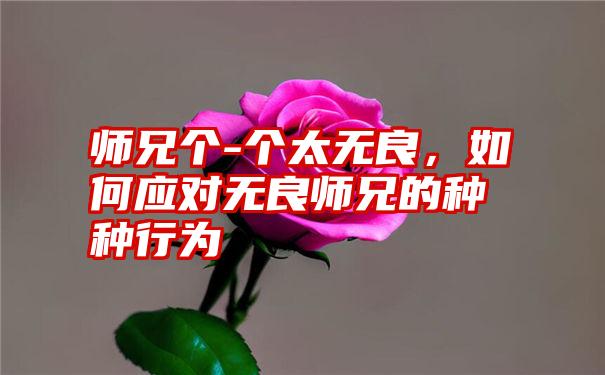 师兄个-个太无良，如何应对无良师兄的种种行为