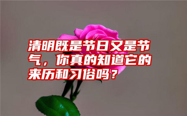 清明既是节日又是节气，你真的知道它的来历和习俗吗？