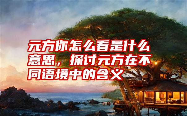 元方你怎么看是什么意思，探讨元方在不同语境中的含义