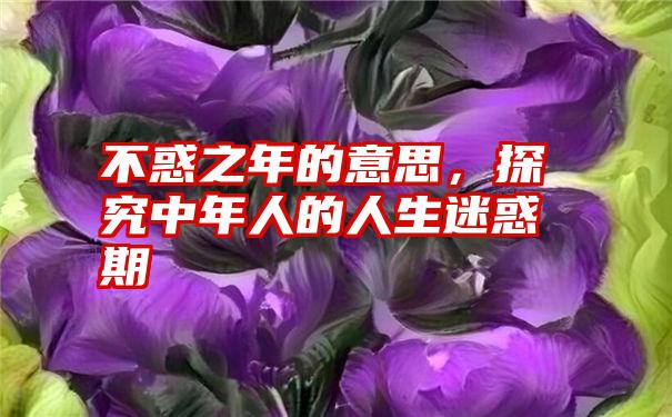 不惑之年的意思，探究中年人的人生迷惑期