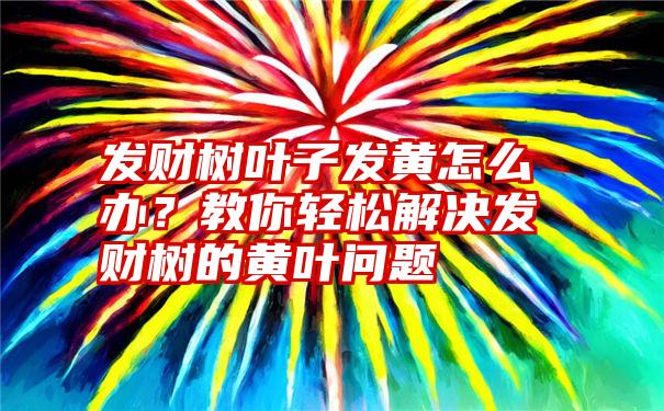 发财树叶子发黄怎么办？教你轻松解决发财树的黄叶问题