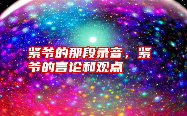 紧爷的那段录音，紧爷的言论和观点