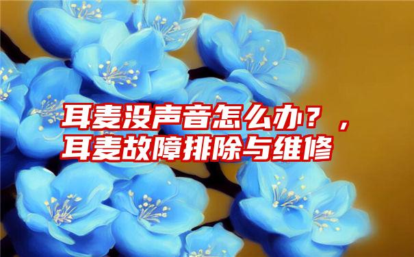 耳麦没声音怎么办？，耳麦故障排除与维修