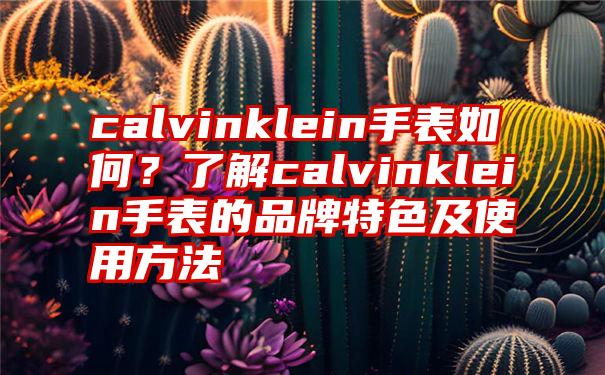 calvinklein手表如何？了解calvinklein手表的品牌特色及使用方法