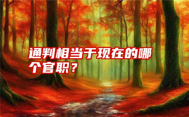 通判相当于现在的哪个官职？