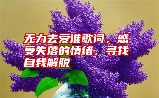 无力去爱谁歌词，感受失落的情绪，寻找自我解脱