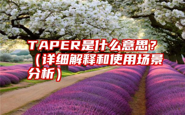 TAPER是什么意思？（详细解释和使用场景分析）