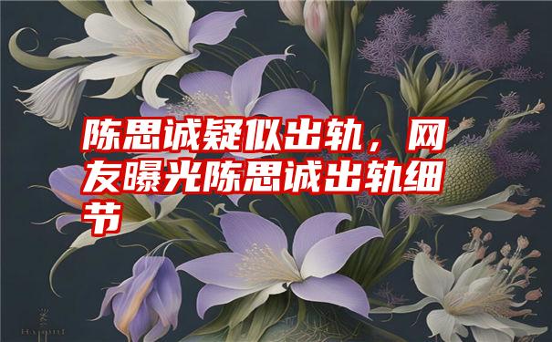 陈思诚疑似出轨，网友曝光陈思诚出轨细节