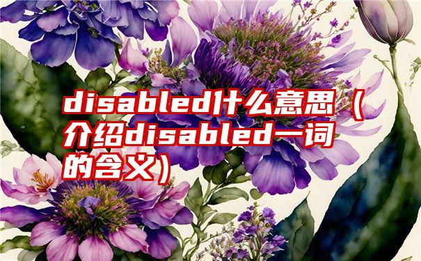 disabled什么意思（介绍disabled一词的含义）