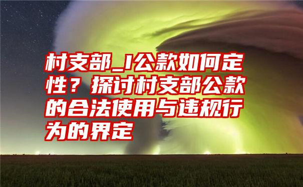 村支部_I公款如何定性？探讨村支部公款的合法使用与违规行为的界定