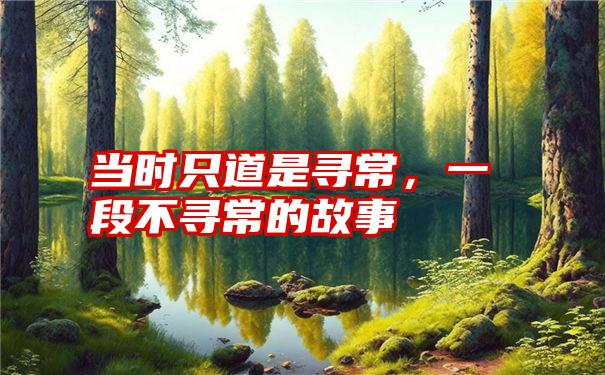 当时只道是寻常，一段不寻常的故事