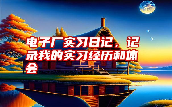 电子厂实习日记，记录我的实习经历和体会