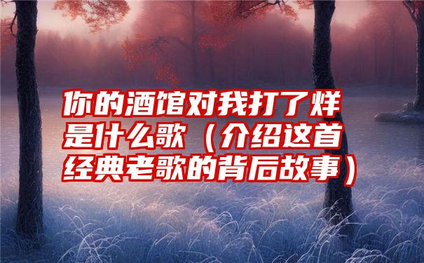 你的酒馆对我打了烊是什么歌（介绍这首经典老歌的背后故事）