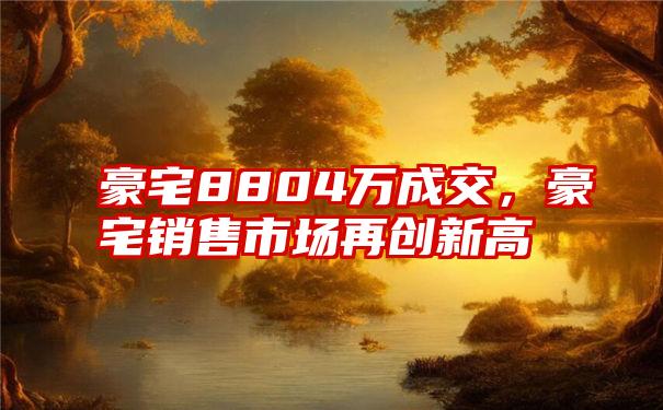 豪宅8804万成交，豪宅销售市场再创新高