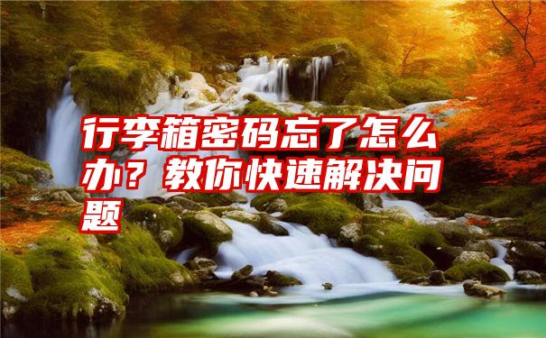 行李箱密码忘了怎么办？教你快速解决问题