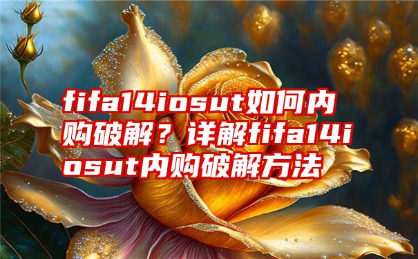 fifa14iosut如何内购破解？详解fifa14iosut内购破解方法