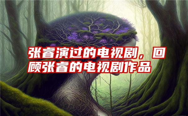 张睿演过的电视剧，回顾张睿的电视剧作品