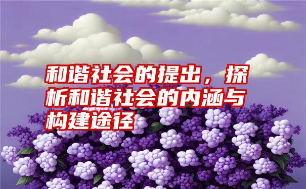 和谐社会的提出，探析和谐社会的内涵与构建途径