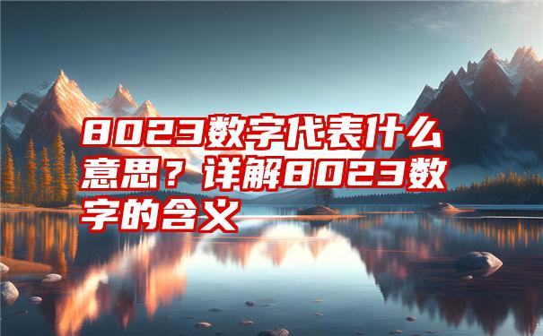 8023数字代表什么意思？详解8023数字的含义