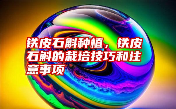 铁皮石斛种植，铁皮石斛的栽培技巧和注意事项