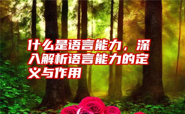 什么是语言能力，深入解析语言能力的定义与作用