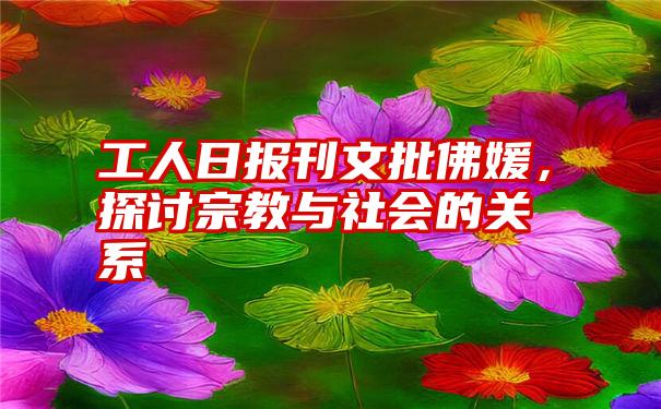 工人日报刊文批佛媛，探讨宗教与社会的关系