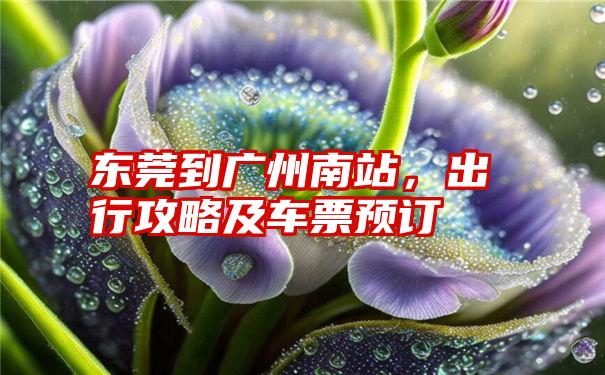 东莞到广州南站，出行攻略及车票预订