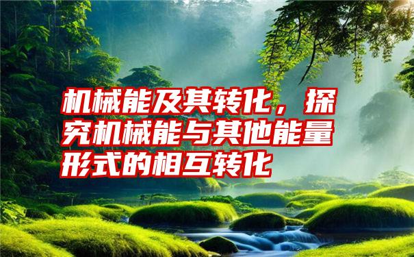 机械能及其转化，探究机械能与其他能量形式的相互转化