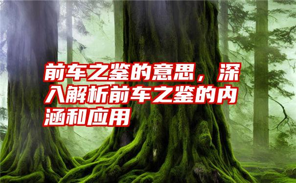 前车之鉴的意思，深入解析前车之鉴的内涵和应用