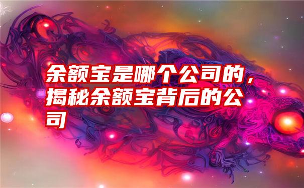 余额宝是哪个公司的，揭秘余额宝背后的公司