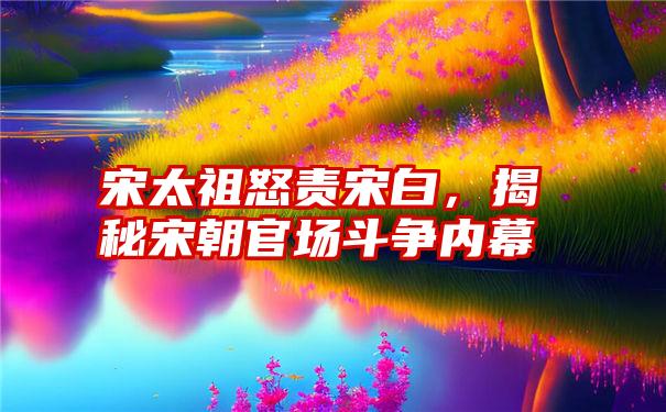 宋太祖怒责宋白，揭秘宋朝官场斗争内幕