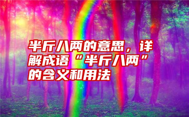 半斤八两的意思，详解成语“半斤八两”的含义和用法