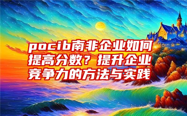 pocib南非企业如何提高分数？提升企业竞争力的方法与实践