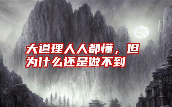 大道理人人都懂，但为什么还是做不到