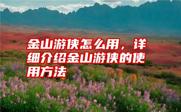 金山游侠怎么用，详细介绍金山游侠的使用方法