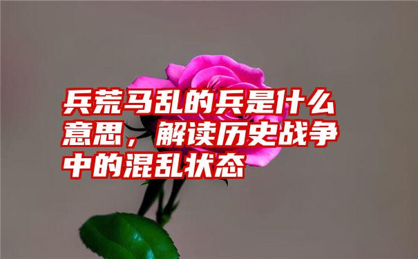 兵荒马乱的兵是什么意思，解读历史战争中的混乱状态