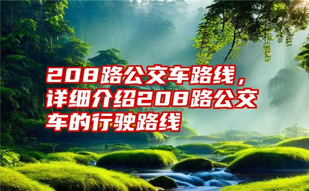 208路公交车路线，详细介绍208路公交车的行驶路线