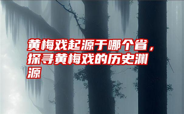 黄梅戏起源于哪个省，探寻黄梅戏的历史渊源