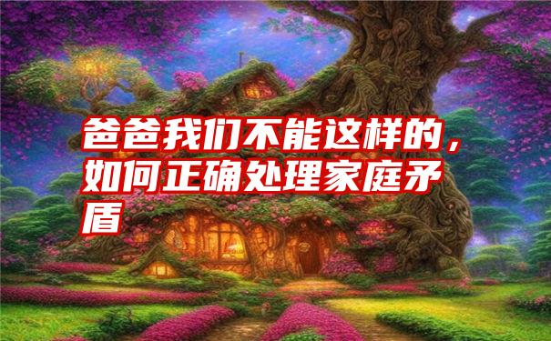 爸爸我们不能这样的，如何正确处理家庭矛盾