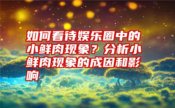 如何看待娱乐圈中的小鲜肉现象？分析小鲜肉现象的成因和影响