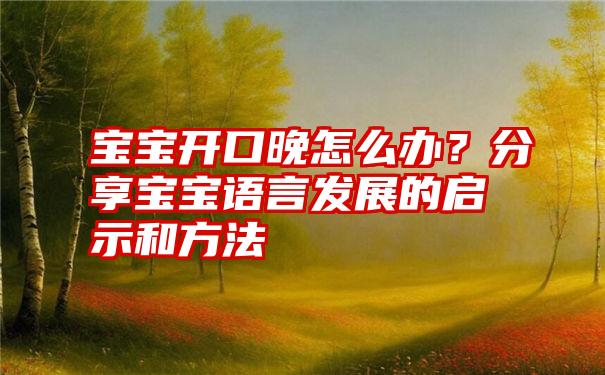 宝宝开口晚怎么办？分享宝宝语言发展的启示和方法