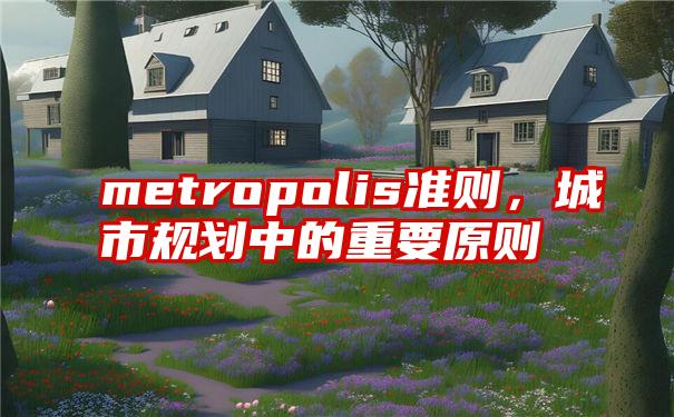 metropolis准则，城市规划中的重要原则