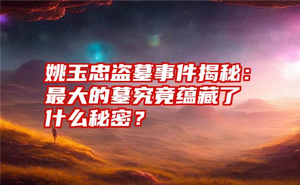 姚玉忠盗墓事件揭秘：最大的墓究竟蕴藏了什么秘密？