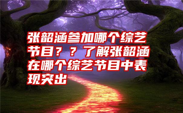 张韶涵参加哪个综艺节目？？了解张韶涵在哪个综艺节目中表现突出