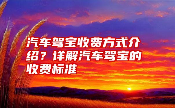 汽车驾宝收费方式介绍？详解汽车驾宝的收费标准