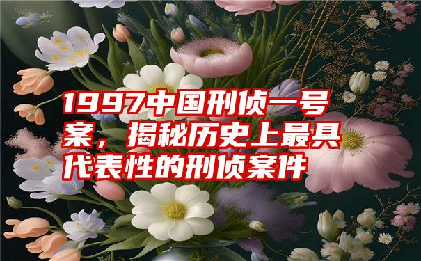 1997中国刑侦一号案，揭秘历史上最具代表性的刑侦案件