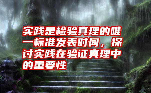 实践是检验真理的唯一标准发表时间，探讨实践在验证真理中的重要性