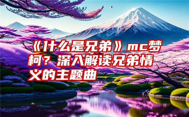 《什么是兄弟》mc梦柯？深入解读兄弟情义的主题曲