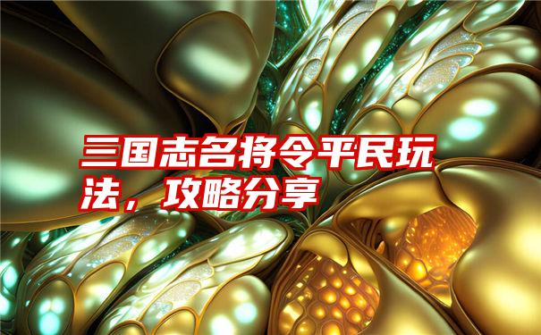 三国志名将令平民玩法,攻略分享