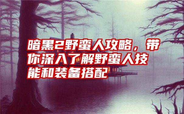 暗黑2野蛮人攻略，带你深入了解野蛮人技能和装备搭配